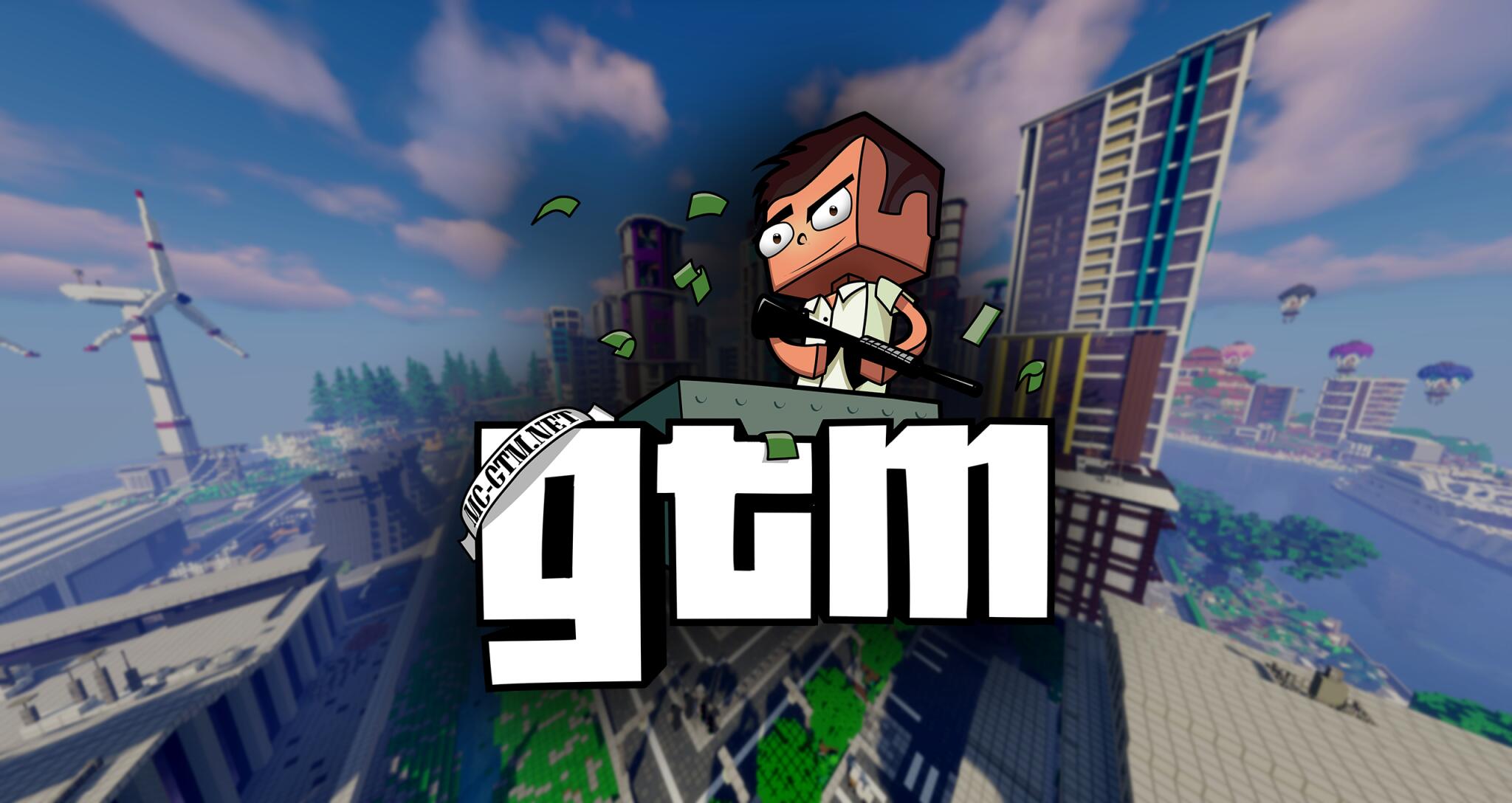 Discovery splash banner for Grand Theft Minecart Discord server