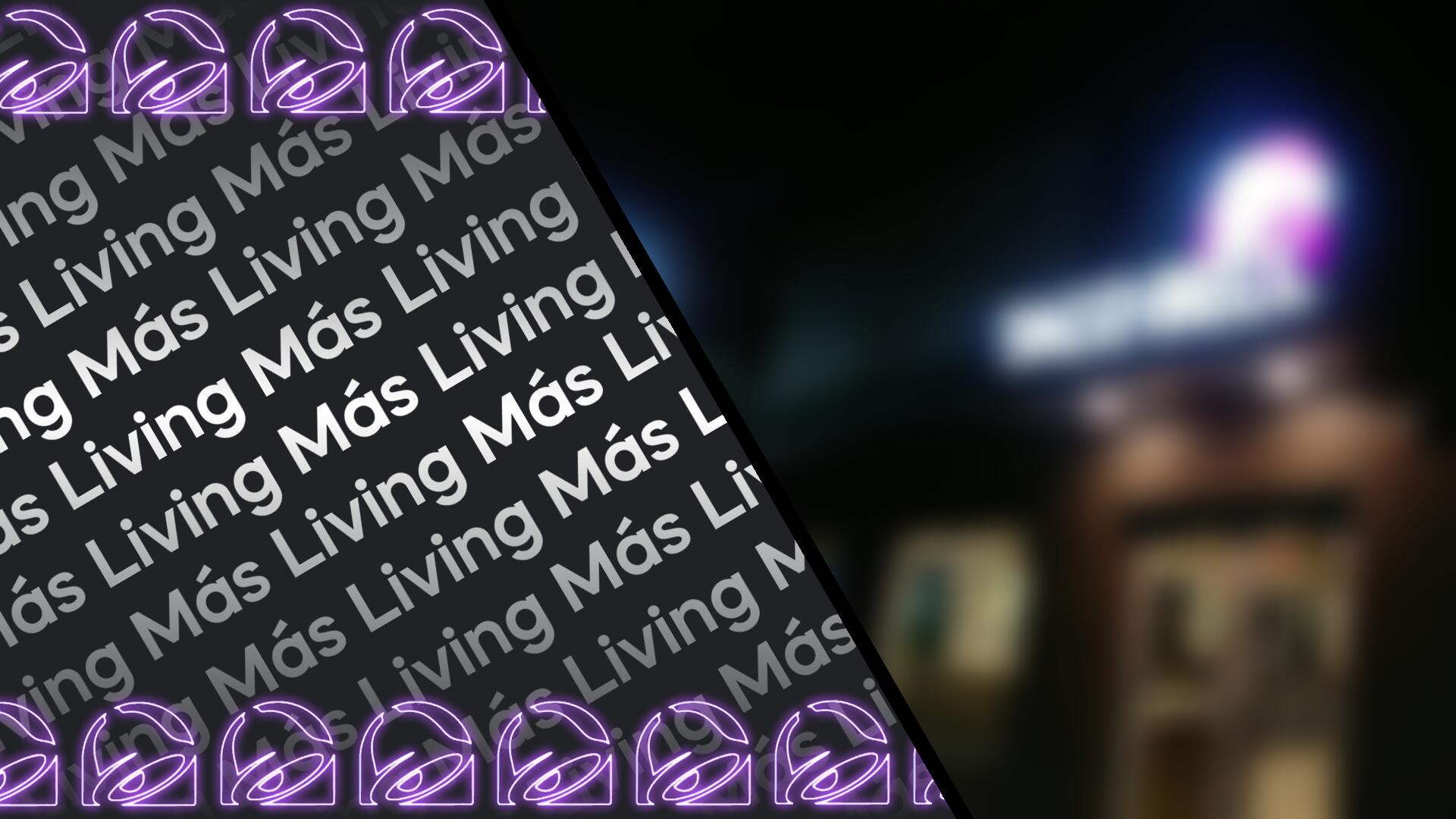 Discovery splash banner for Living Más - Taco Bell Community Discord server