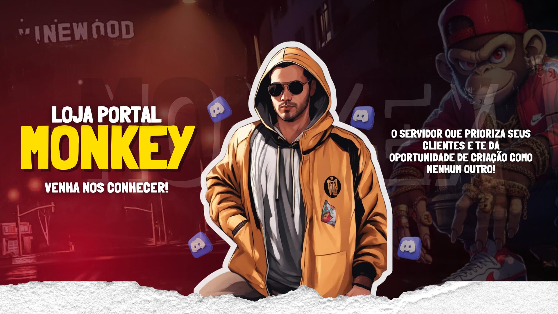 Discovery splash banner for Monkey - Fivem Dev 9K Discord server