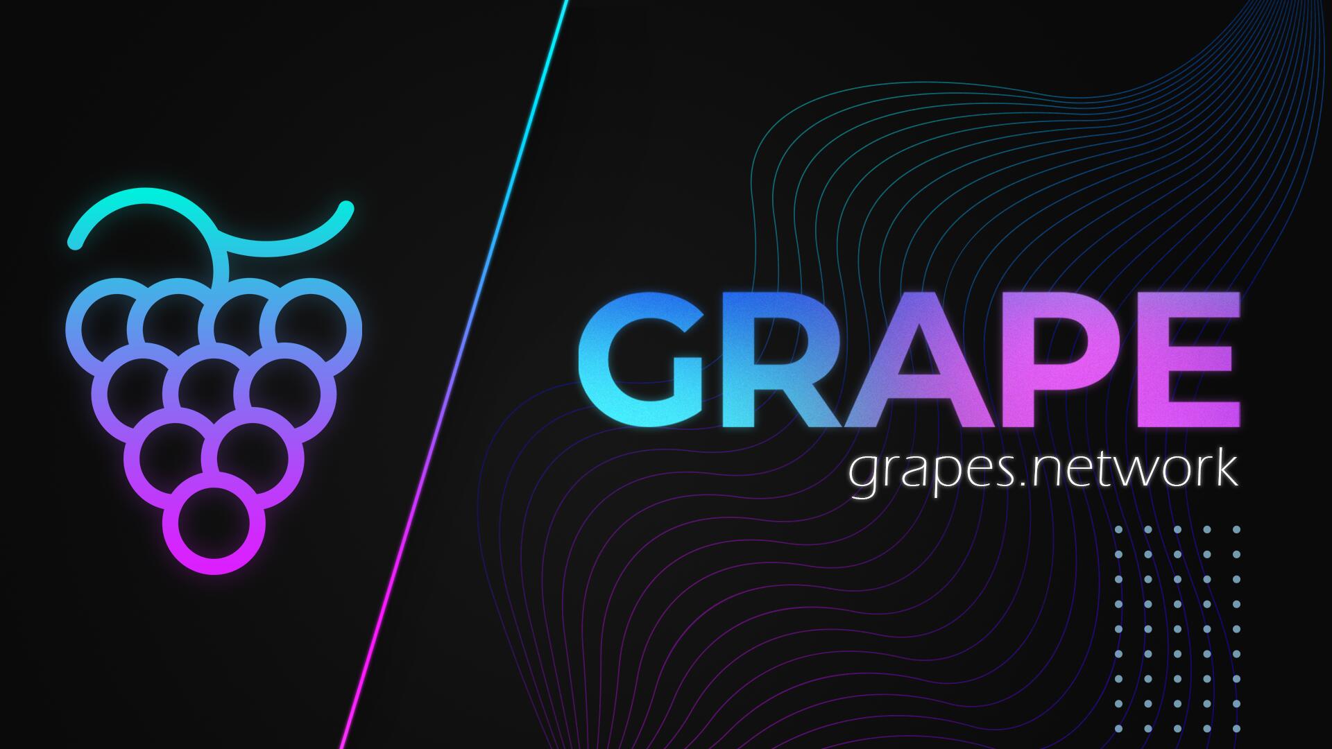 Discovery splash banner for Grape Protocol | grapes.network Discord server